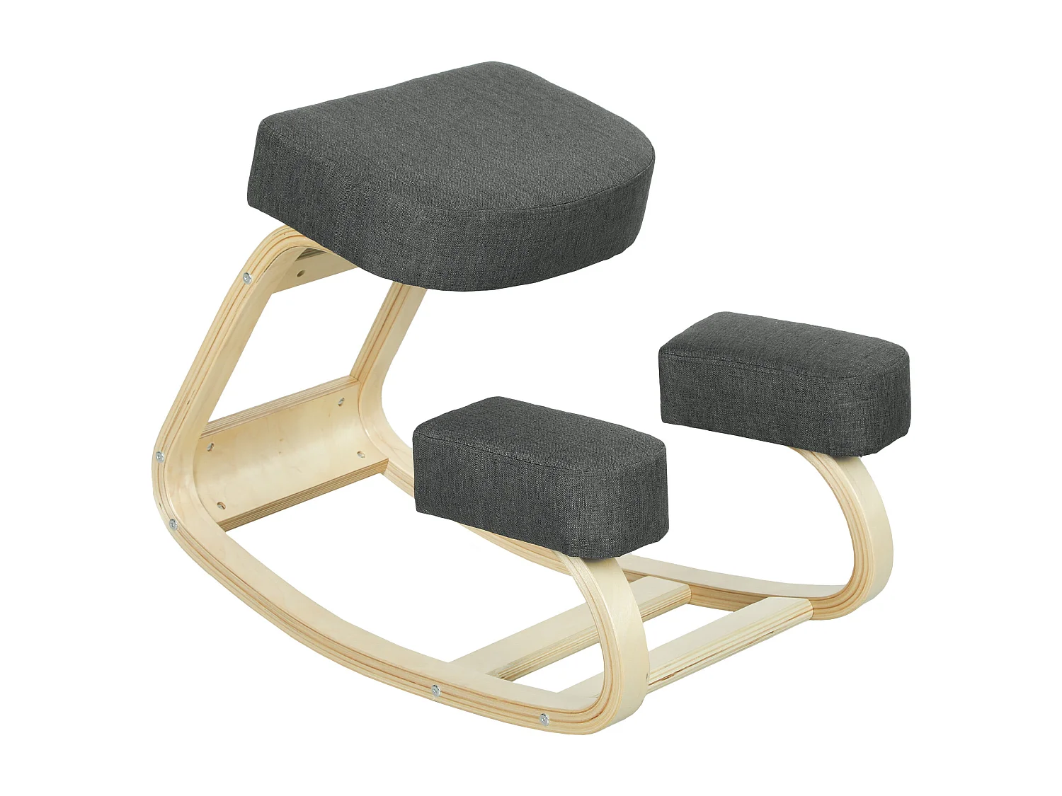 Sedia inginocchiatoio ergonomica in betulla e cuscino grigio