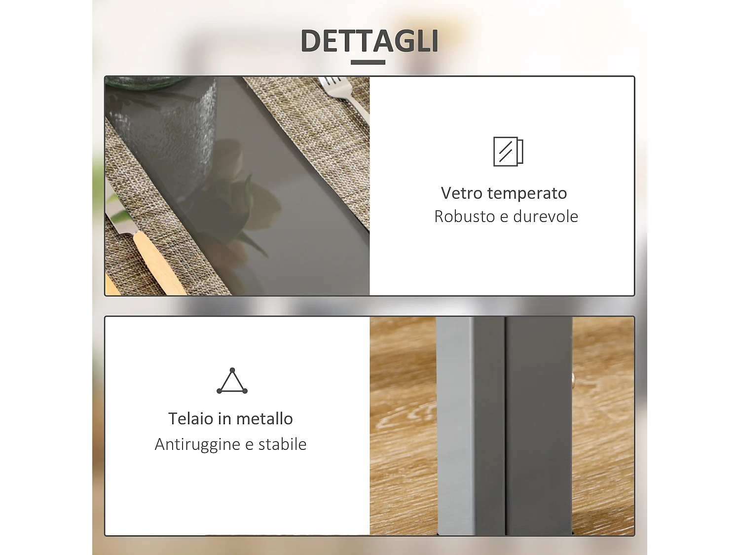 Set da pranzo grigio 5 pezzi rettangolare con 1 tavolo 4 sedie moderne