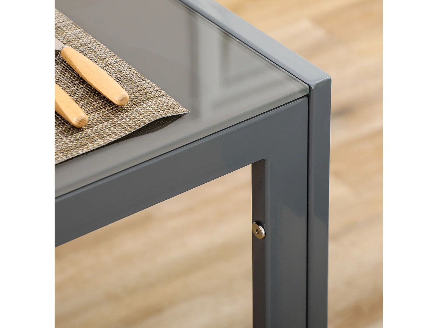 Set da pranzo grigio 5 pezzi rettangolare con 1 tavolo 4 sedie moderne