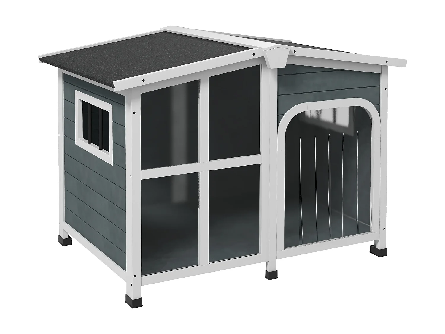 Cuccia per cani taglia media da esterno in legno grigio