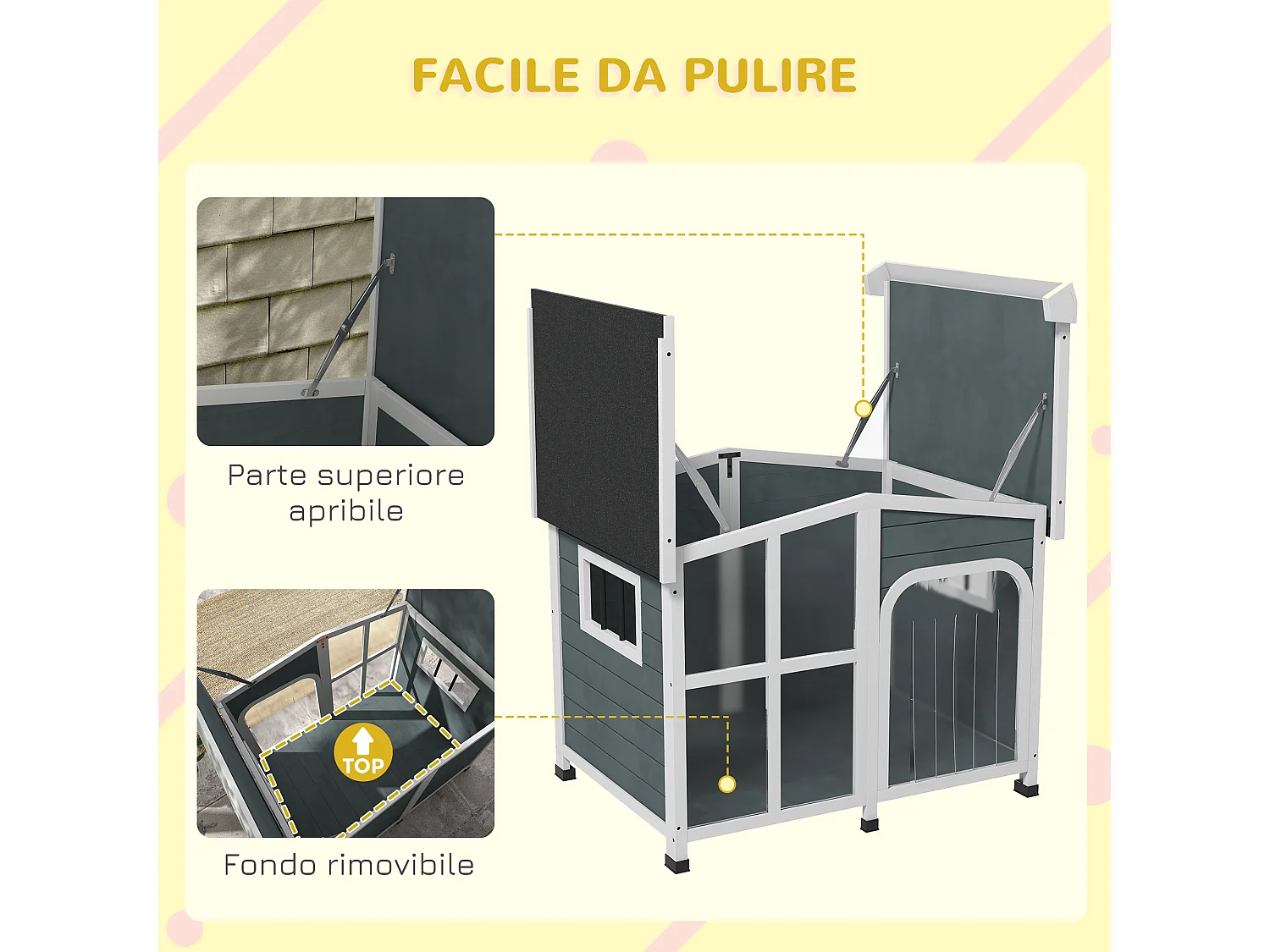 Cuccia per cani taglia media da esterno in legno grigio