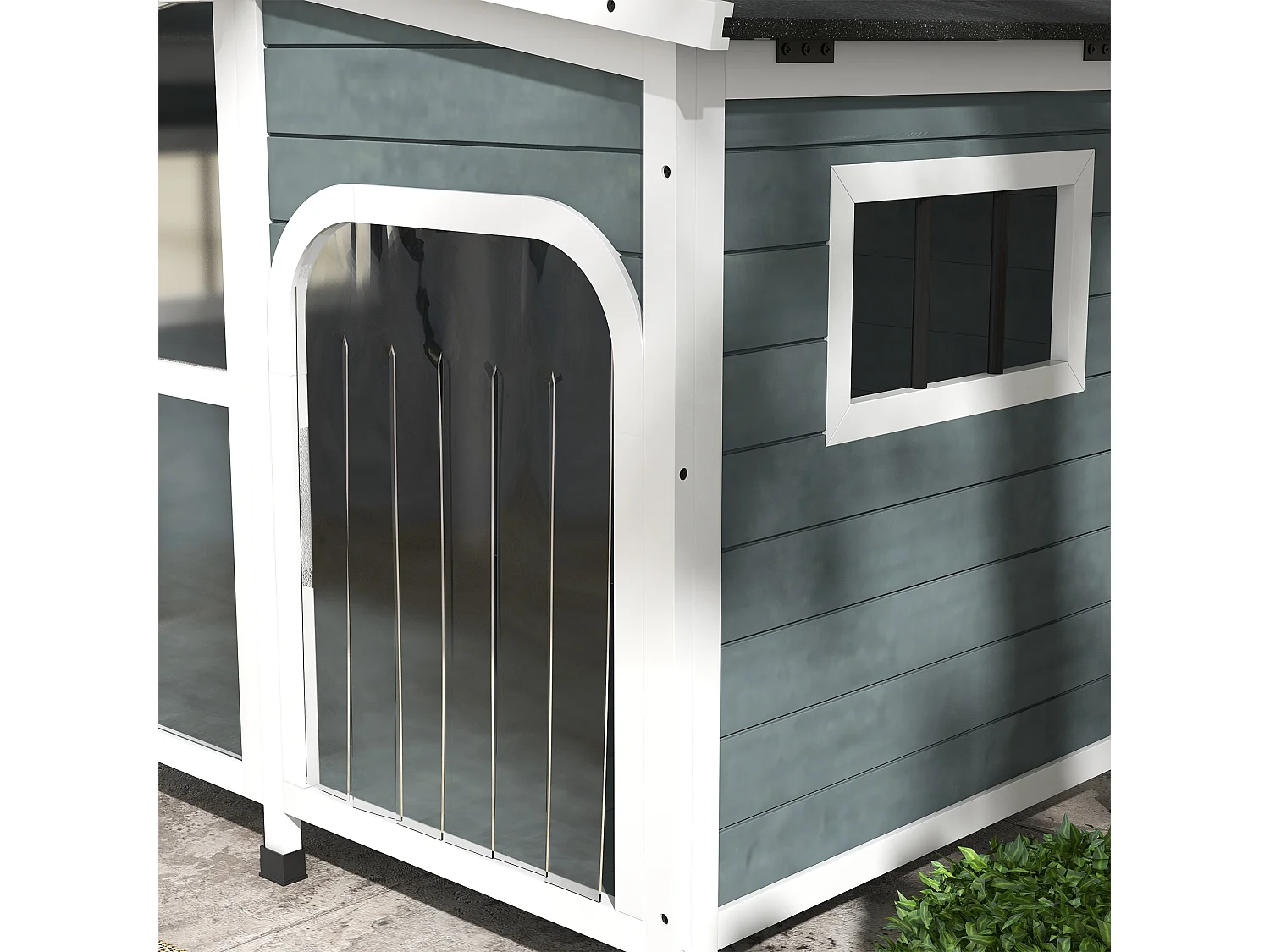 Cuccia per cani taglia media da esterno in legno grigio