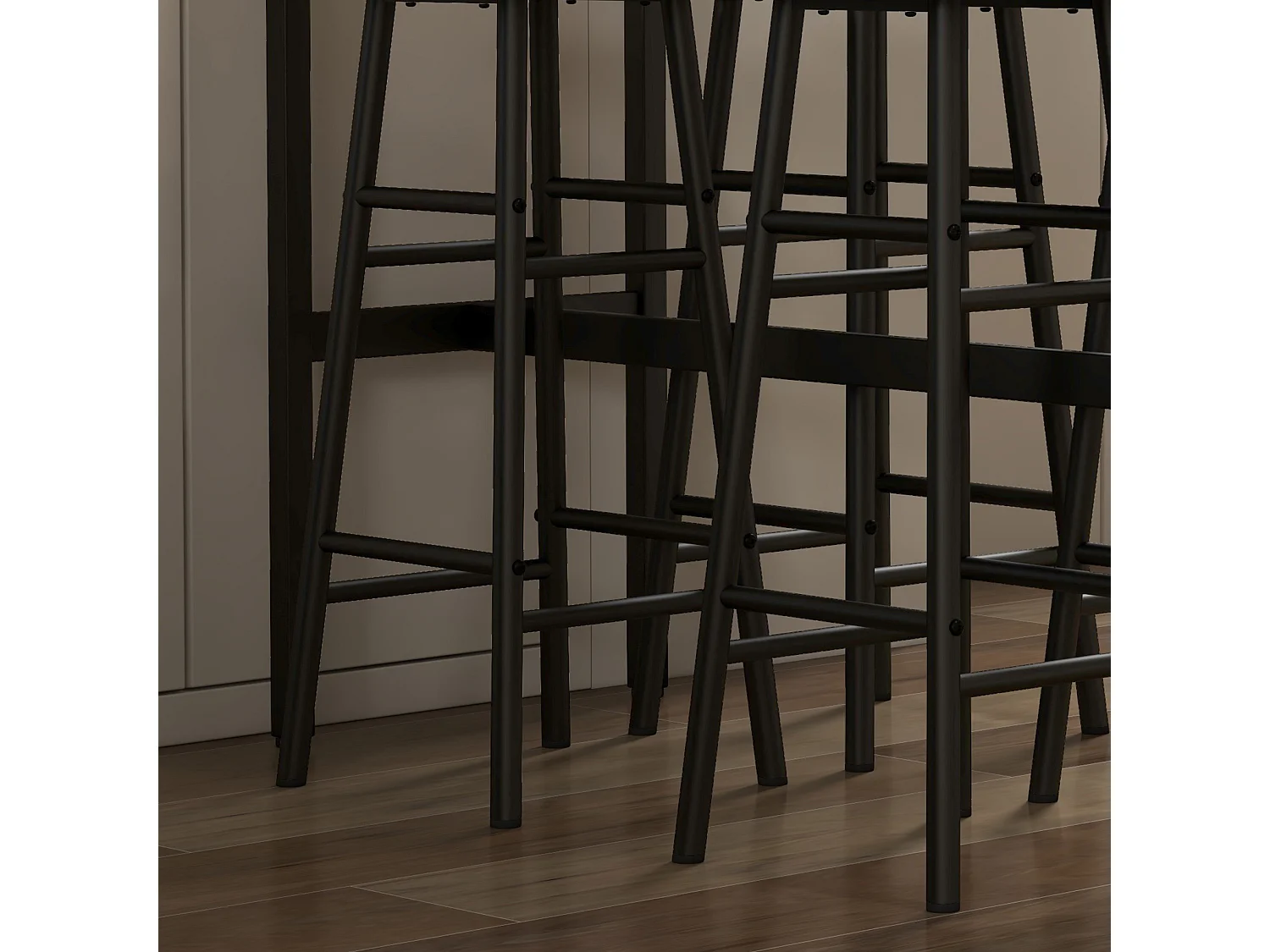 Set 5pz tavolo rettangolare e 4 sgabelli in mdf e acciaio