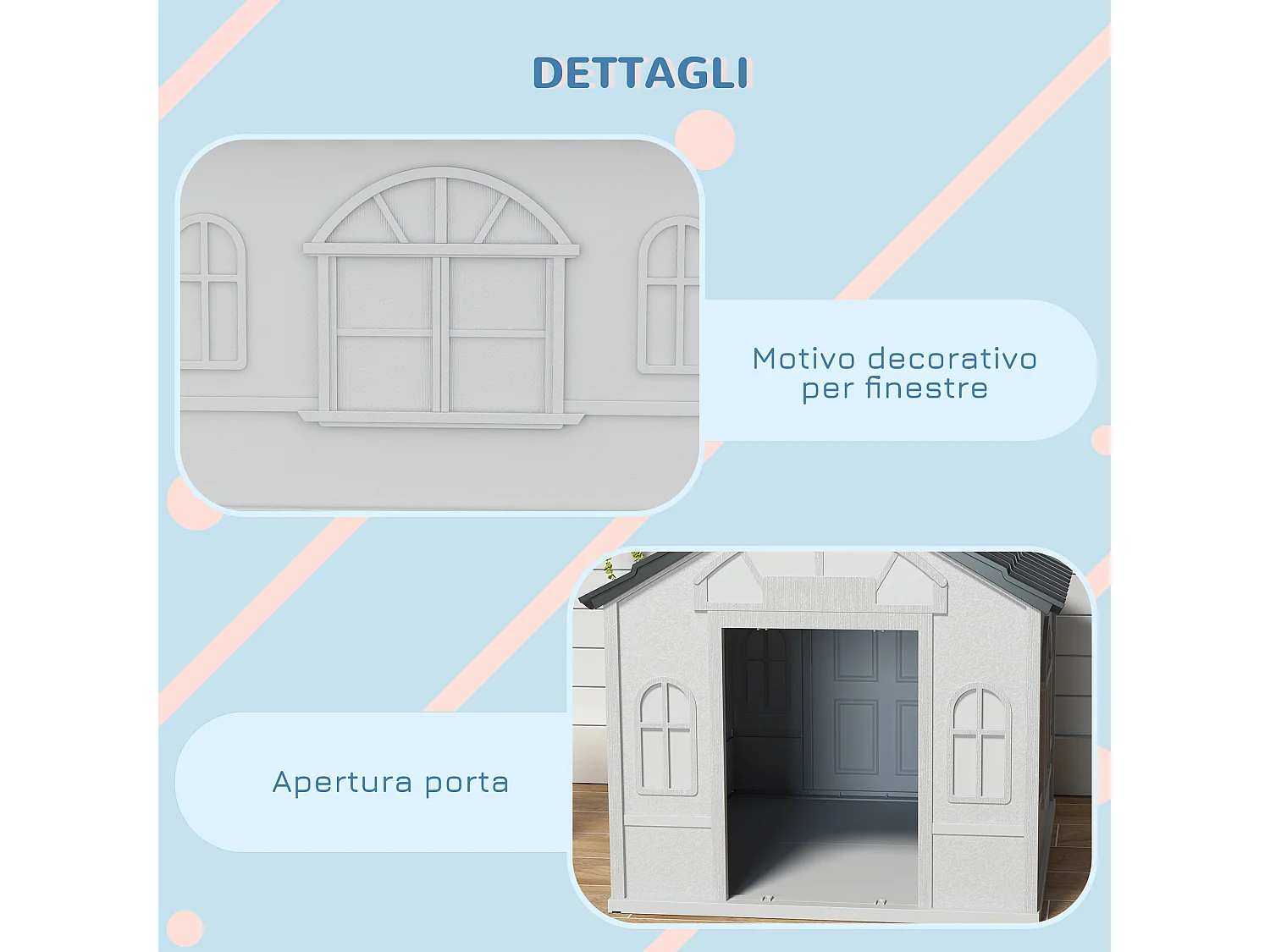 Cuccia per cani con tetto inclinato 84.2x98.2x82 cm grigio