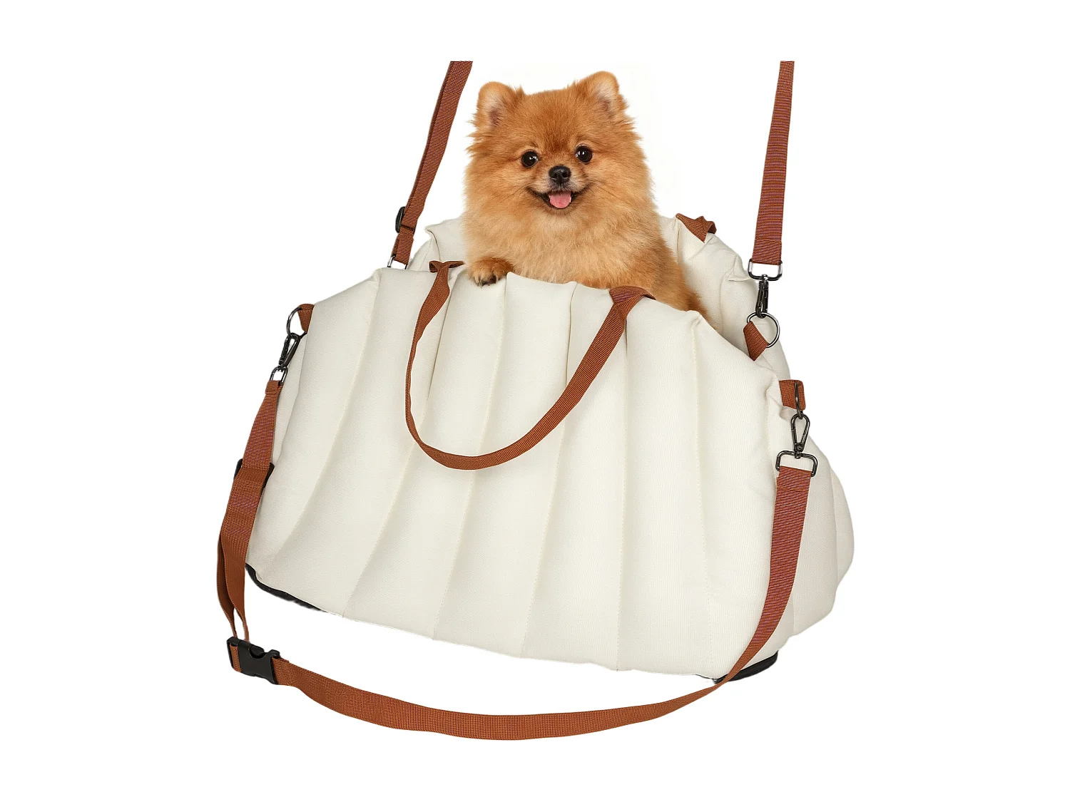 Seggiolino auto per cani piccoli antiscivolo con guinzaglio crema