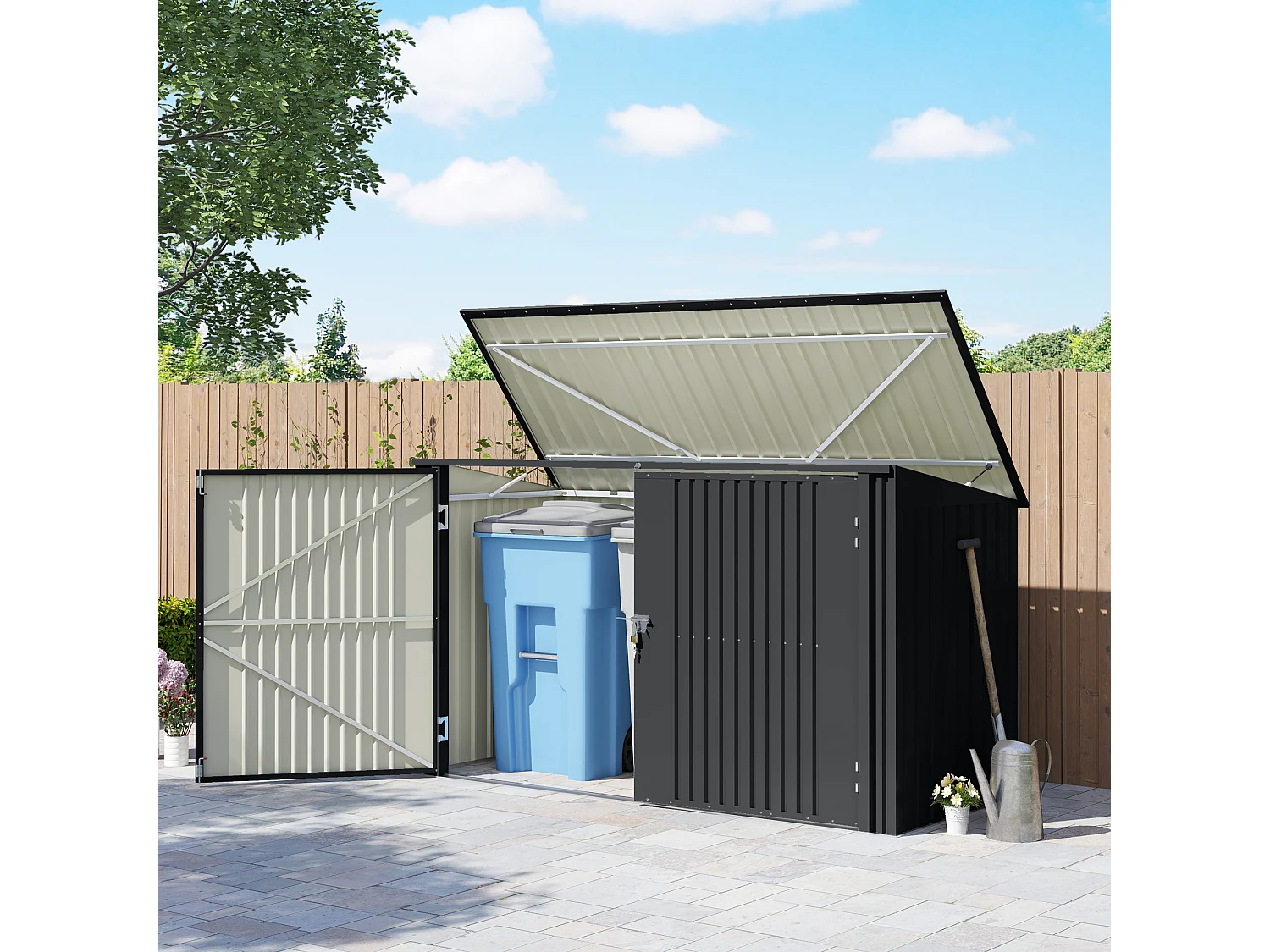 Copribidoni per 3 cassonetti da 240l con coperchio grigio