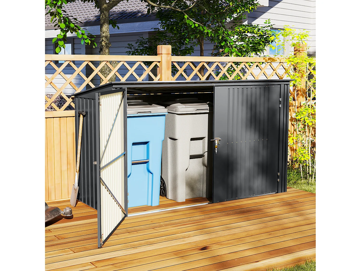 Copribidoni per 3 cassonetti da 240l con coperchio grigio