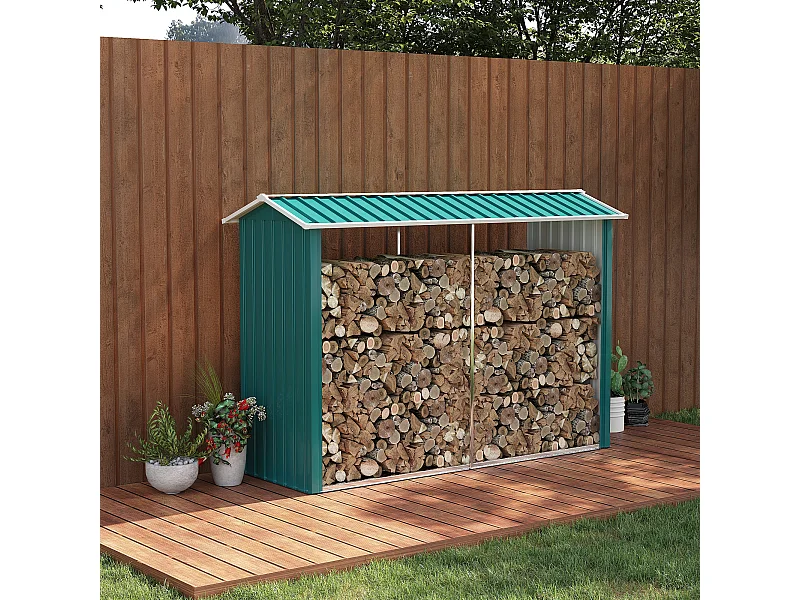 Legnaia base rialzata e tetto inclinato 240x 86x160cm verde