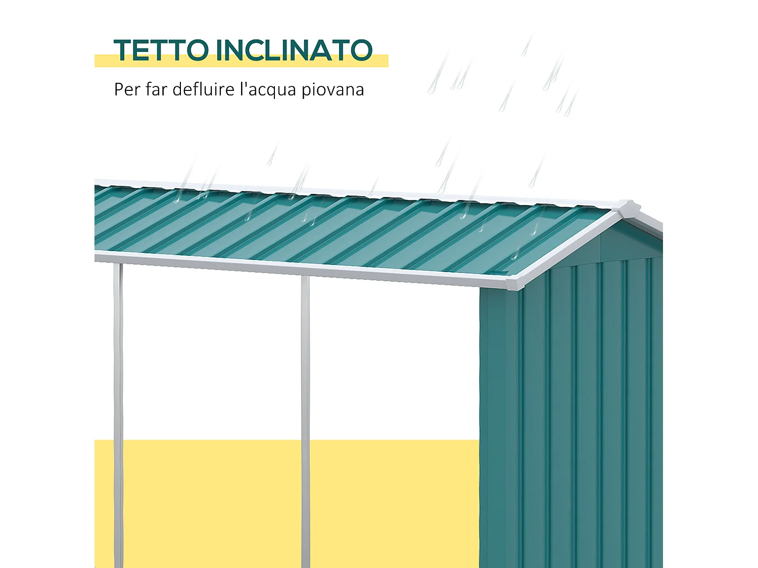 Legnaia base rialzata e tetto inclinato 240x 86x160cm verde