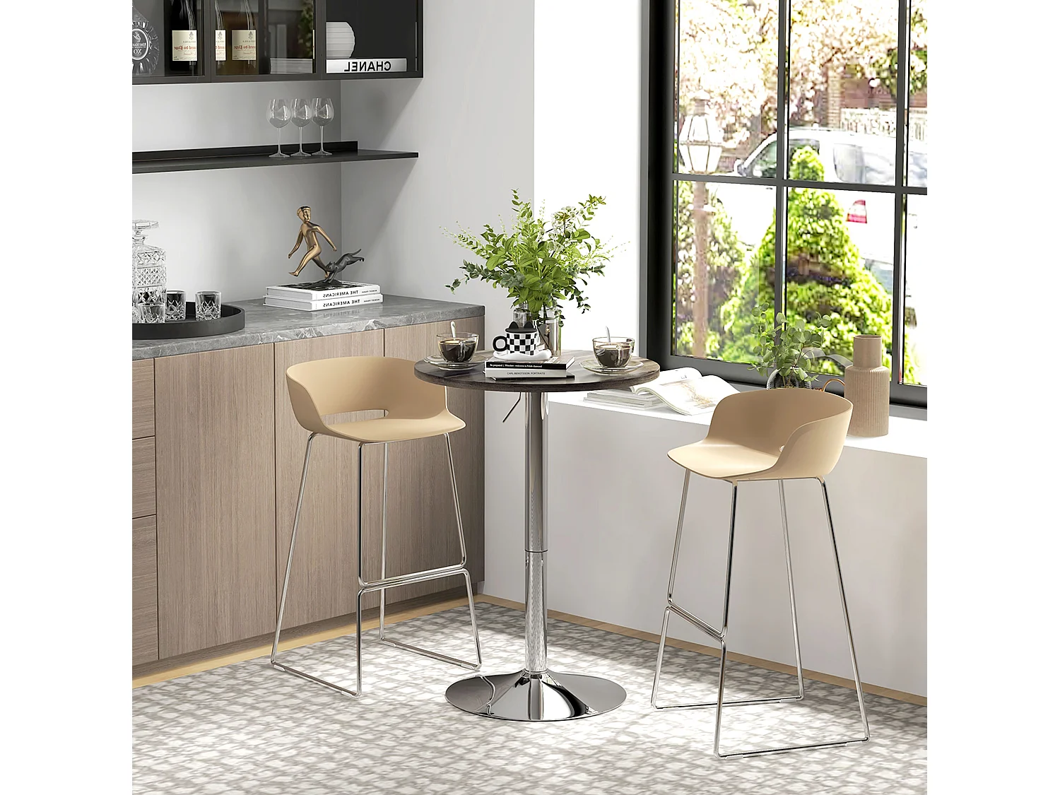 Tavolo alto da bar con altezza regolabile e girevole a 360°