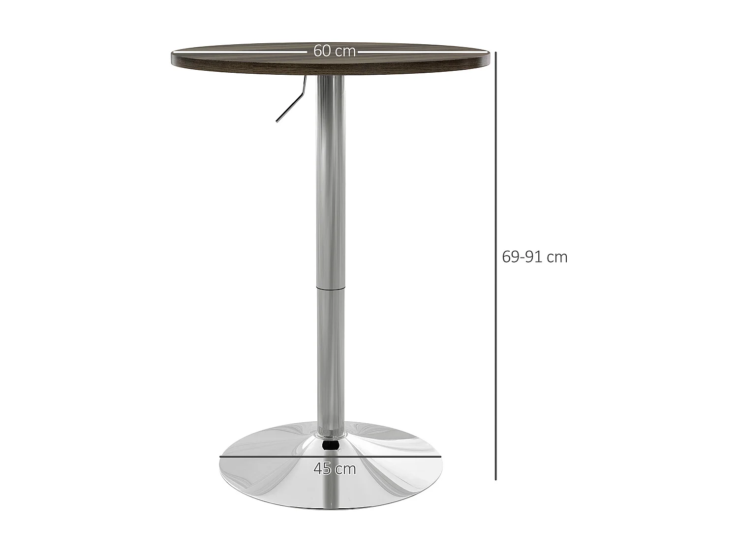 Tavolo alto da bar con altezza regolabile e girevole a 360°