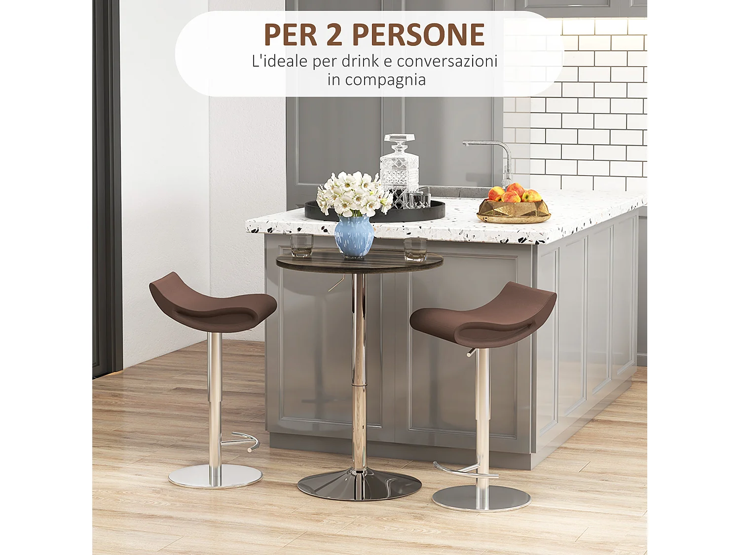 Tavolo alto da bar con altezza regolabile e girevole a 360°