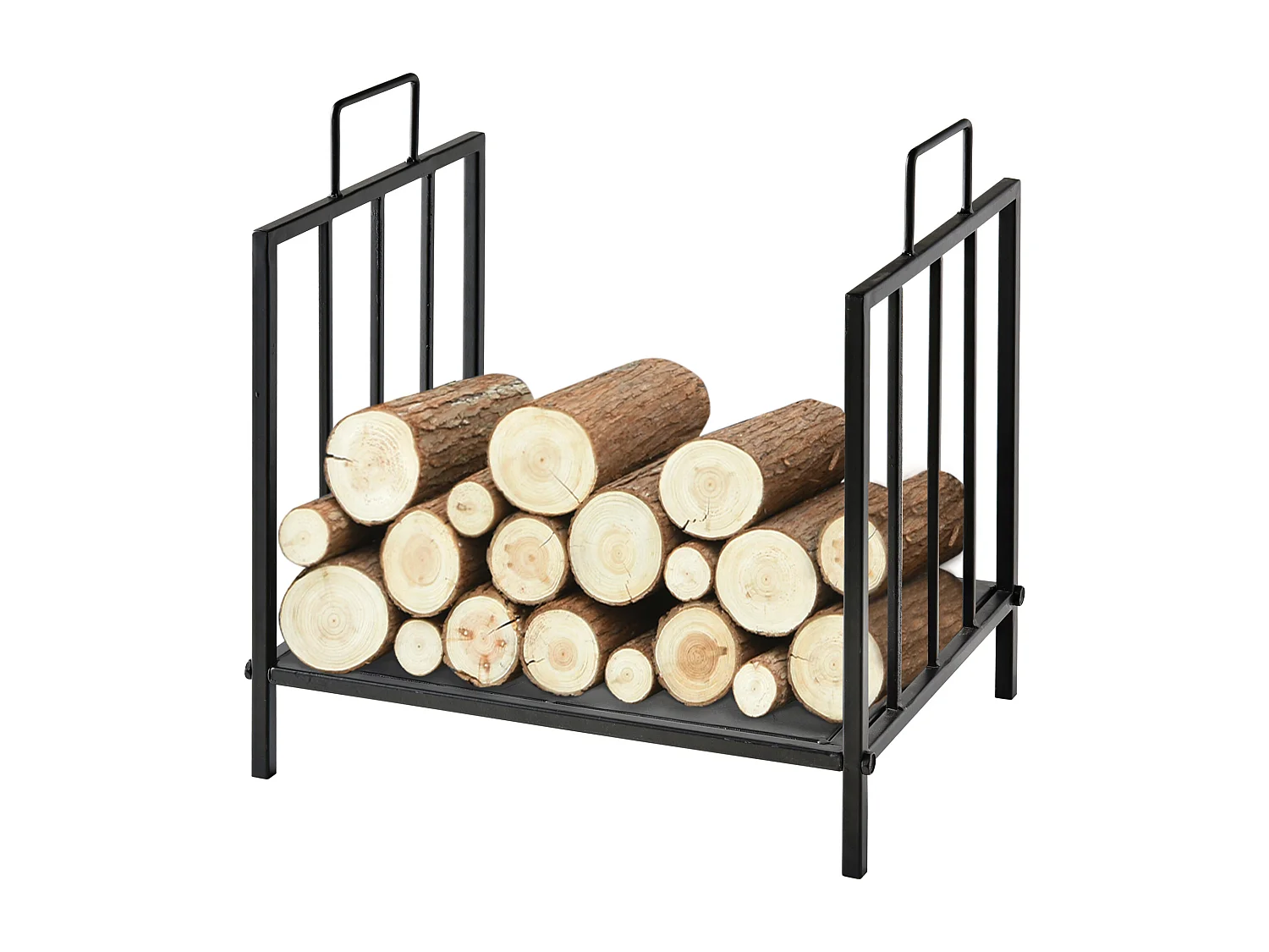 Portalegna 25kg max in metallo con 2 maniglie 44.5x33x46.5 cm nero