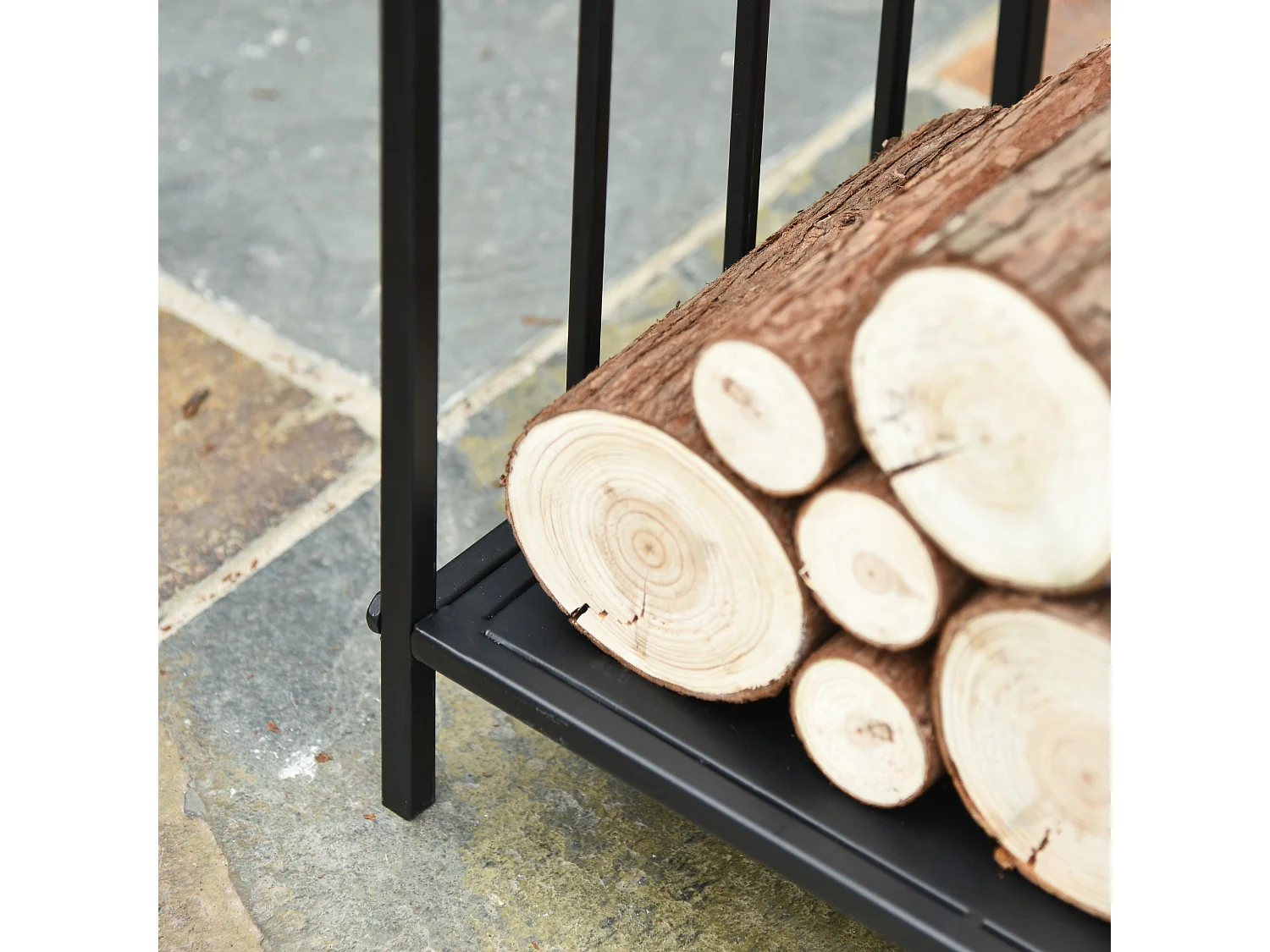 Portalegna 25kg max in metallo con 2 maniglie 44.5x33x46.5 cm nero