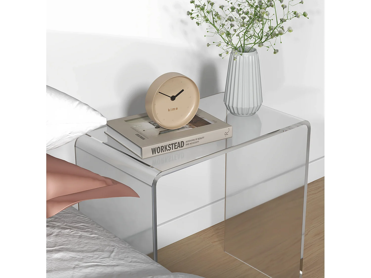 Tavolino da salotto in acrilico a u tavolino moderno con bordi lisci