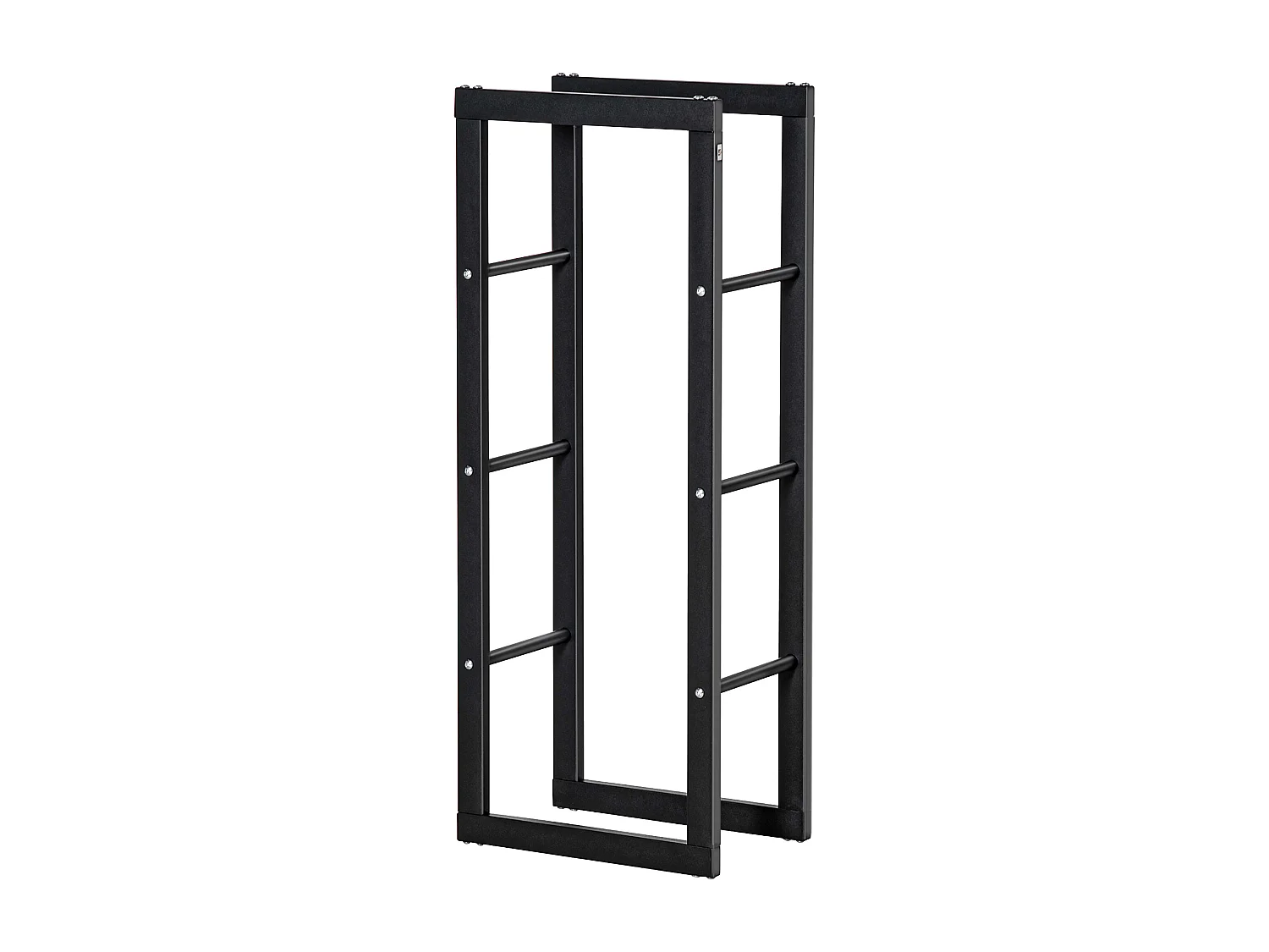Porta legna verticale in metallo nero da interni e esterni 40x25x100cm