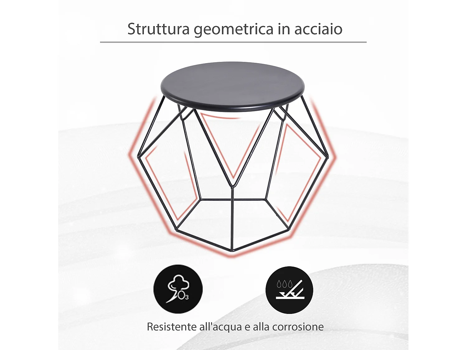 Tavolino da caffè salotto in acciaio nero