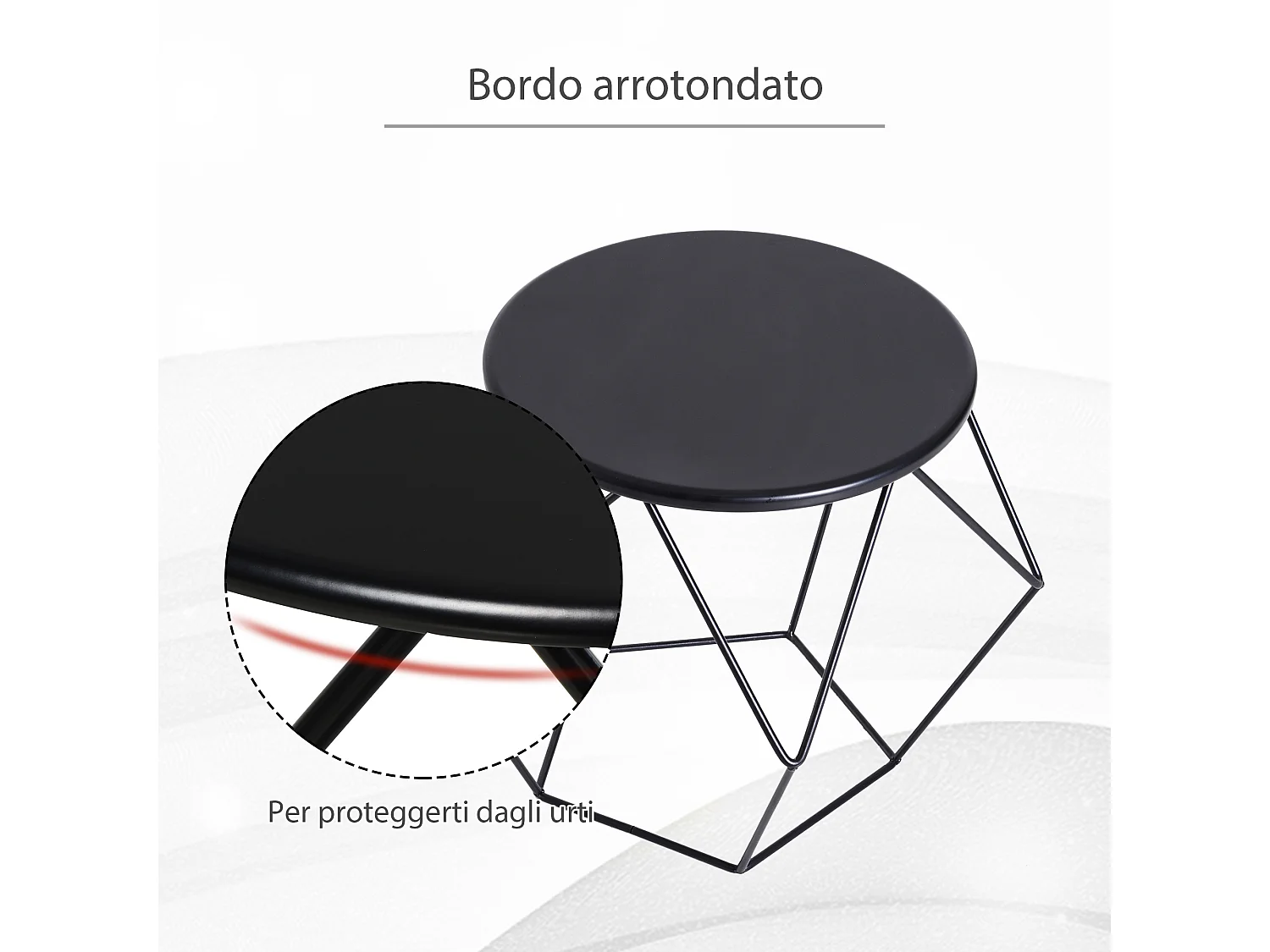 Tavolino da caffè salotto in acciaio nero