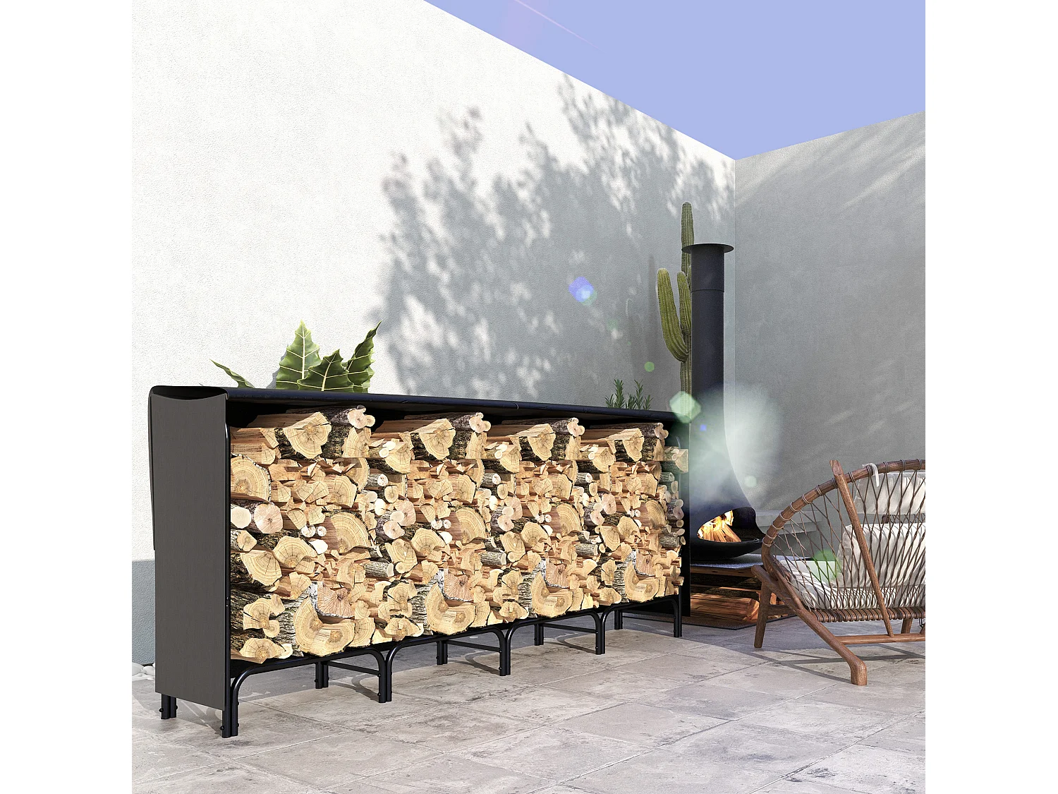 Portalegna regolabile con copertura e telo di trasporto 240x36x99cm