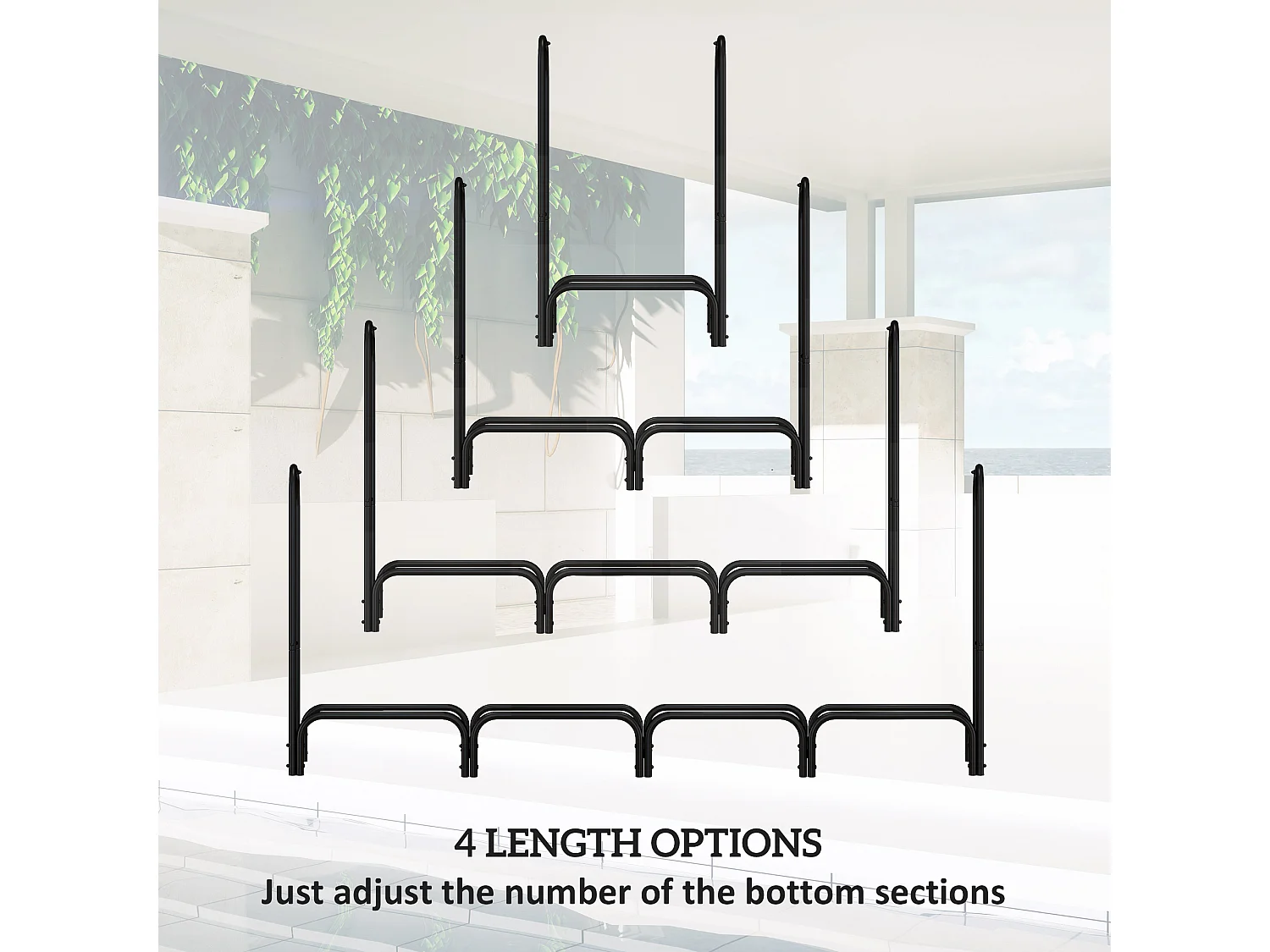 Portalegna regolabile con copertura e telo di trasporto 240x36x99cm