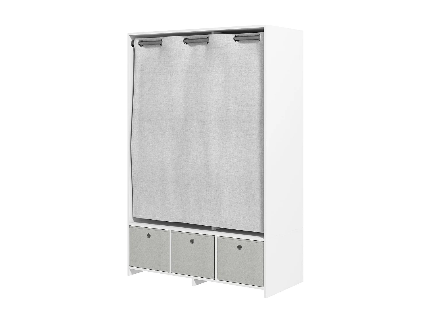 Guardaroba con guida per appendere 3 ripiani e 3 cassetti bianco