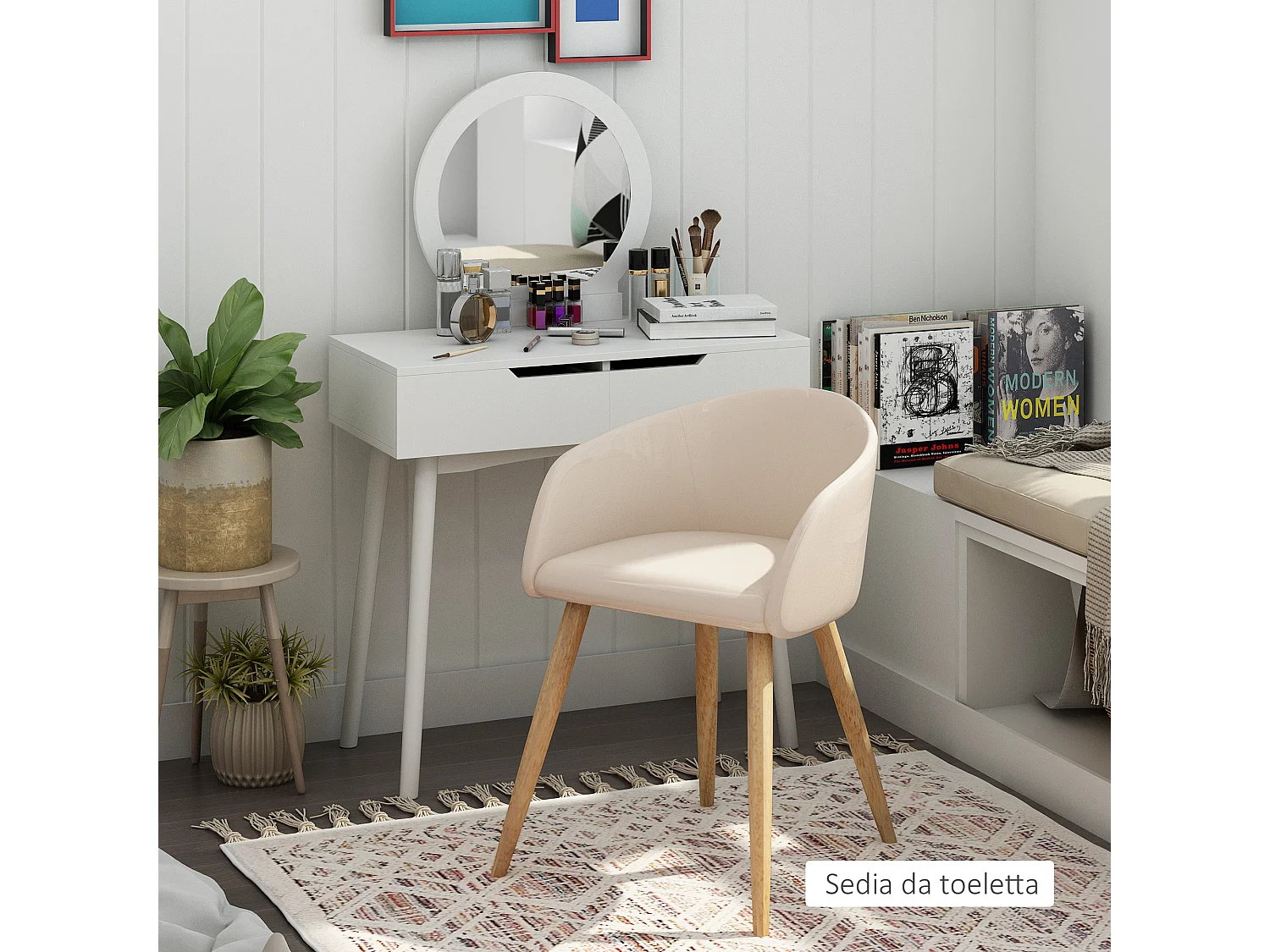 Set di 2 sedie da pranzo stile scandinavo sedie da cucina in tessuto effetto lino