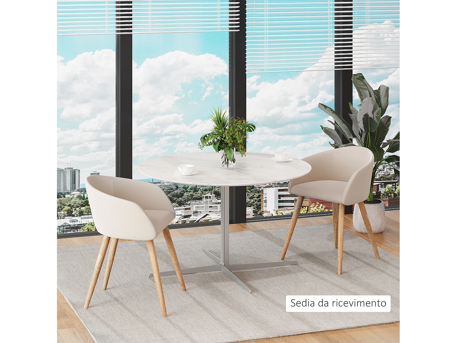 Set di 2 sedie da pranzo stile scandinavo sedie da cucina in tessuto effetto lino