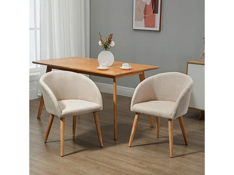 Set di 2 sedie da pranzo stile scandinavo sedie da cucina in tessuto effetto lino