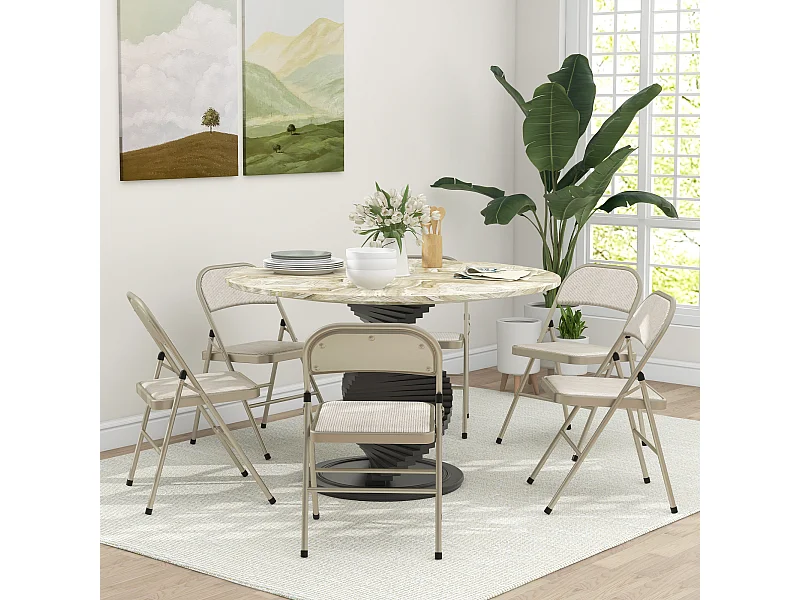 Het di 6 sedie pieghevoli imbottite in poliestere sedie richiudibili salvaspazio in acciaio