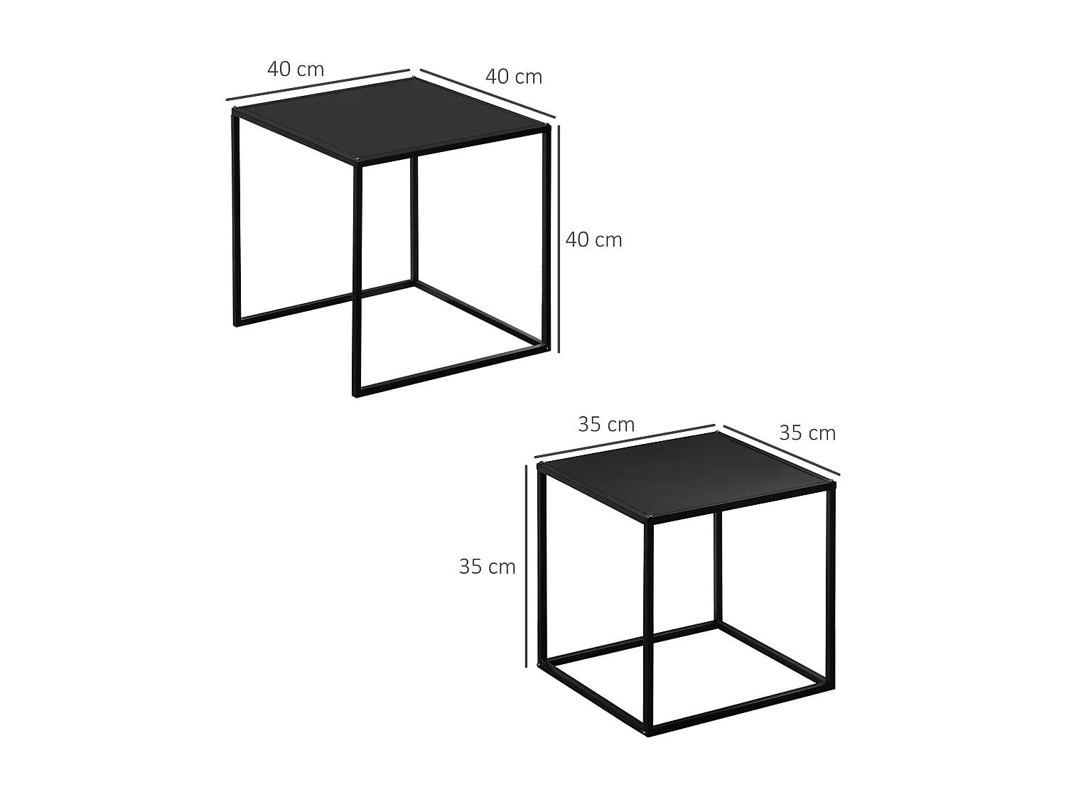 Set 2 tavolini da caffè impilabili quadrati tavolini da salotto