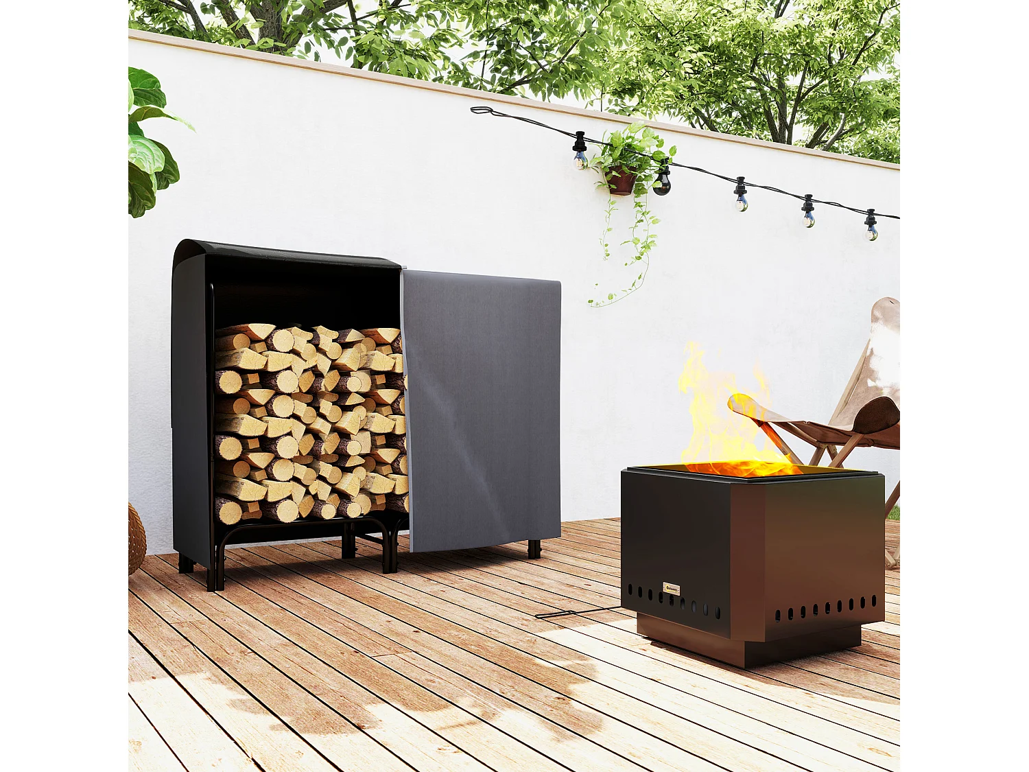 Portalegna regolabile con copertura e telo di trasporto metallo nero