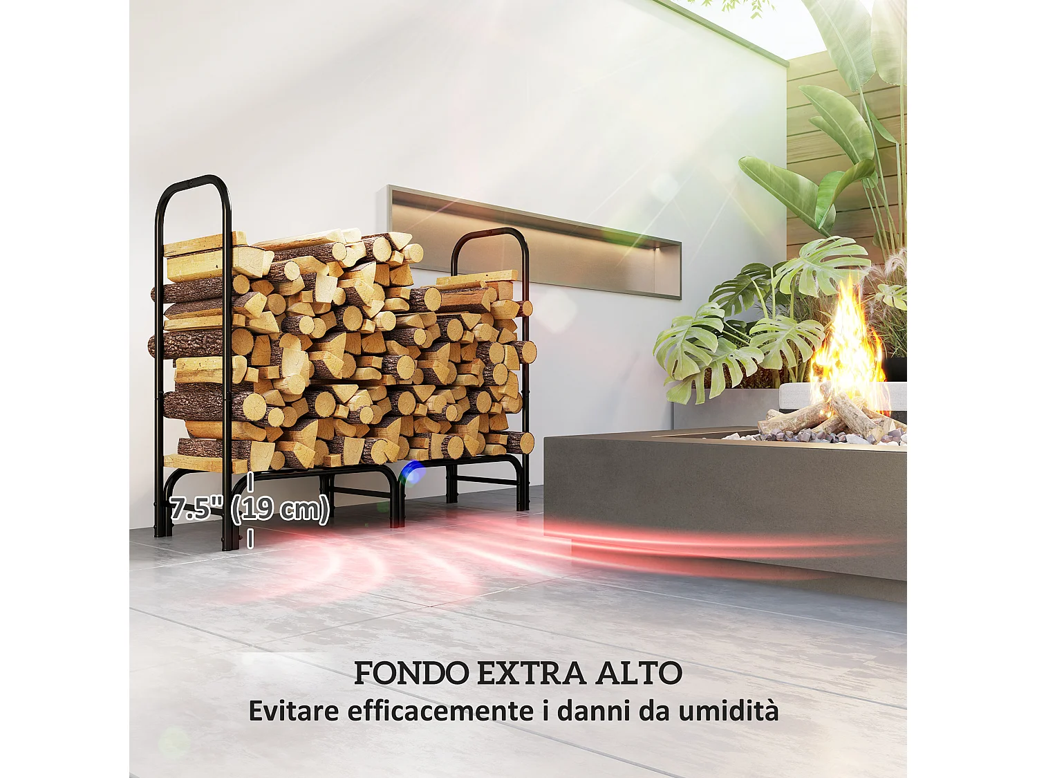 Portalegna regolabile con copertura e telo di trasporto metallo nero