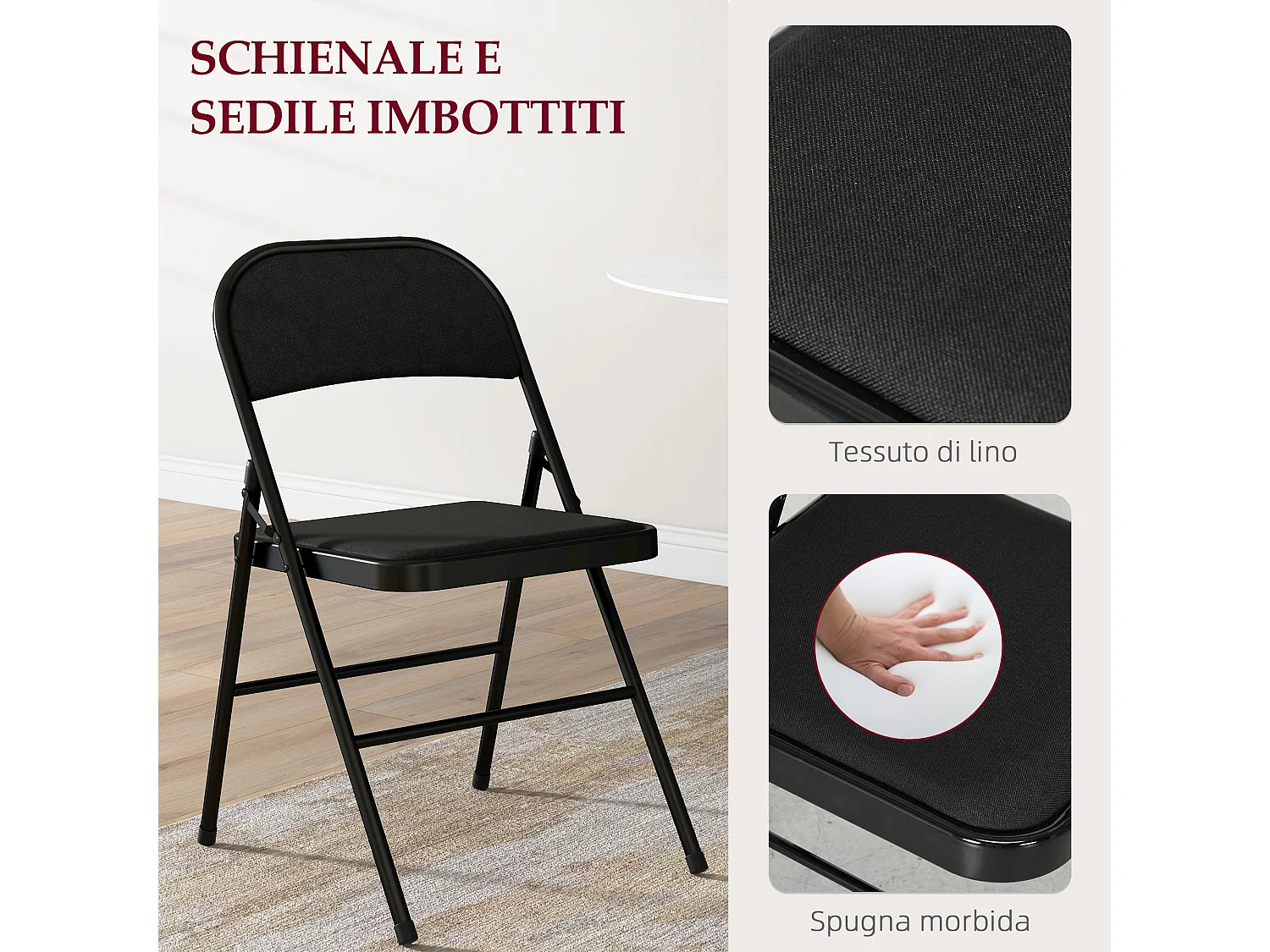 Set 4 sedie pieghevoli con seduta imbottita sedie moderne salvaspazio