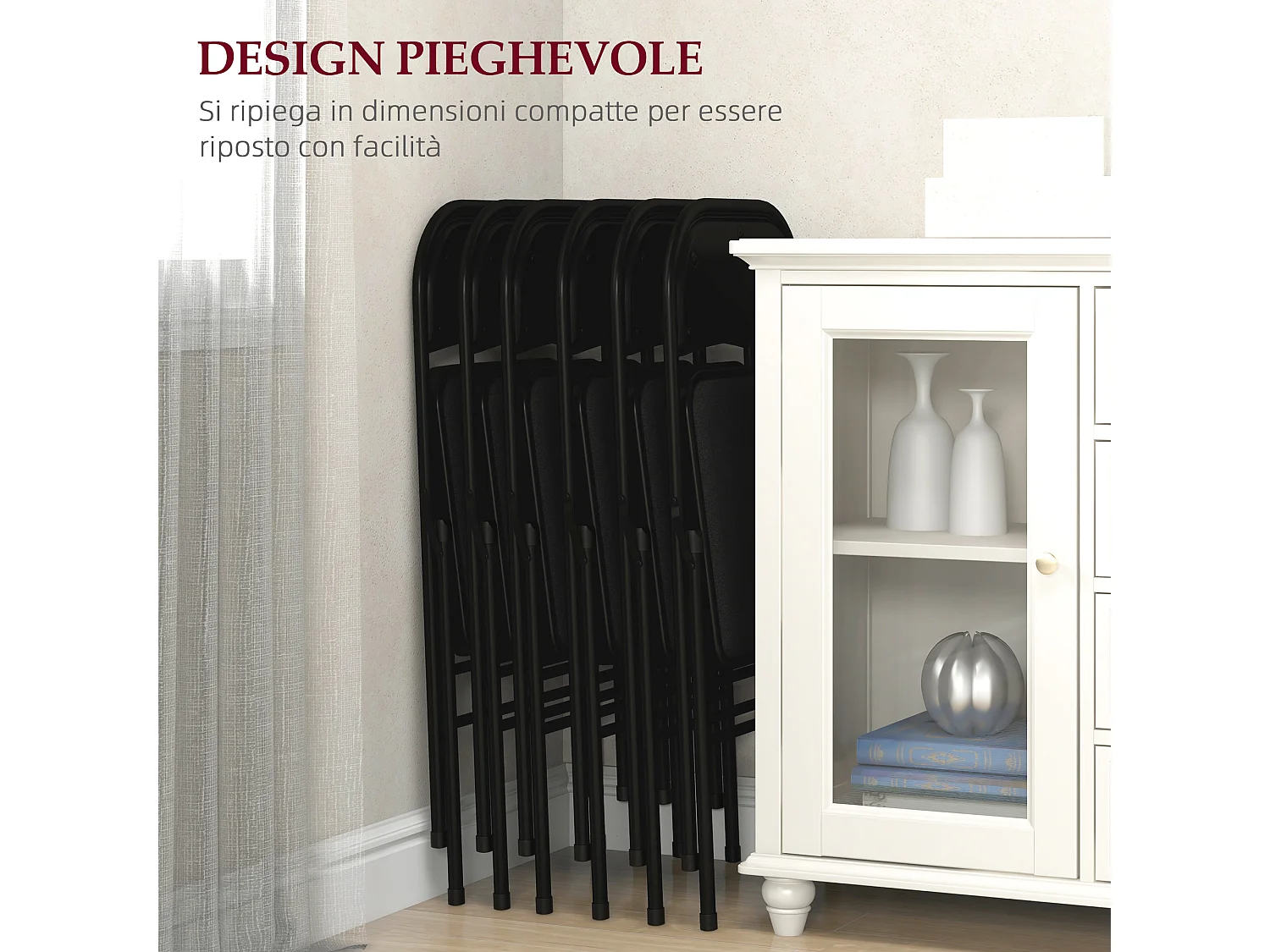 Set 4 sedie pieghevoli con seduta imbottita sedie moderne salvaspazio