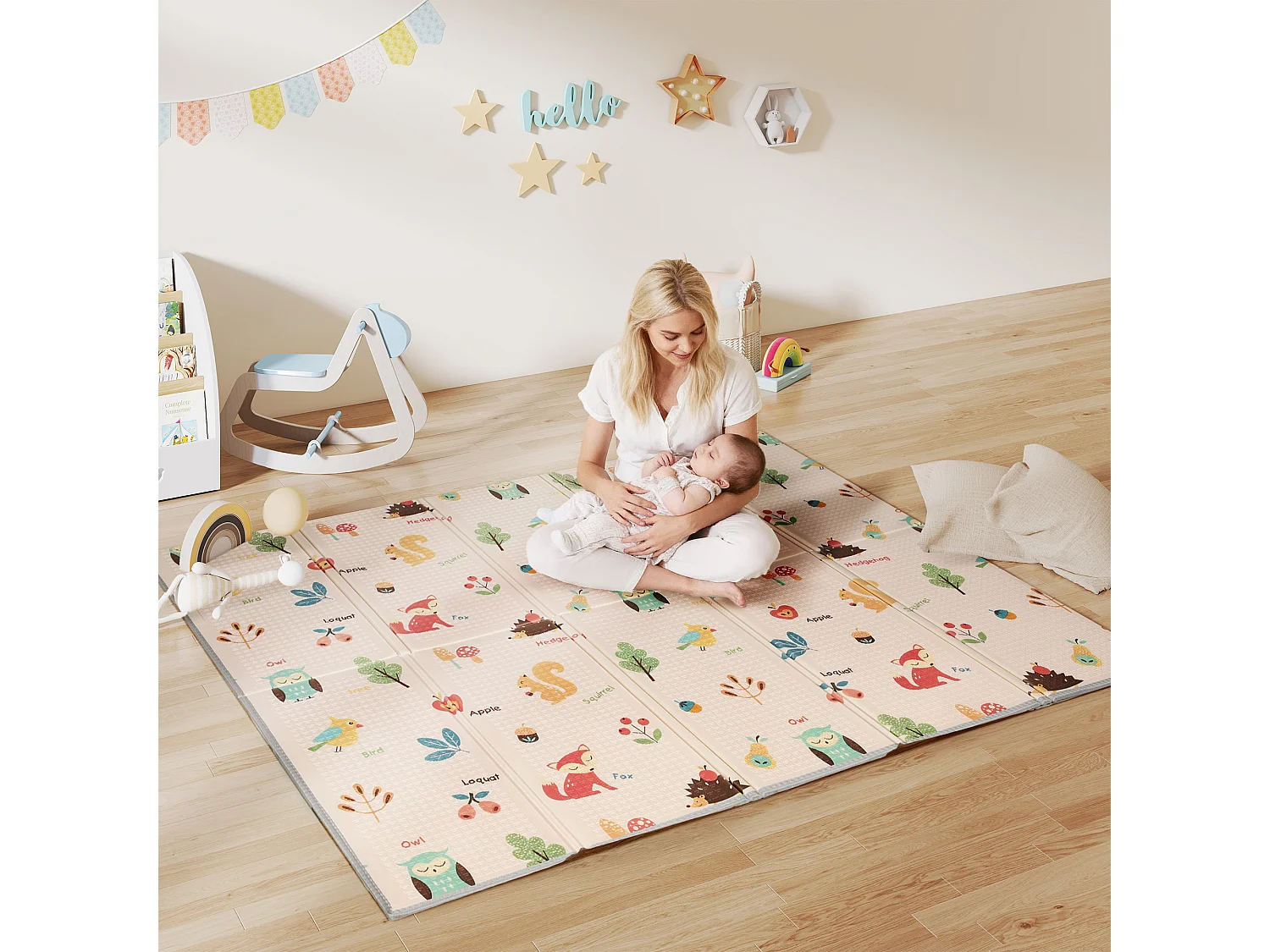Tappeto per bambini 0-3 anni con numeri e lettere in xpe multicolore