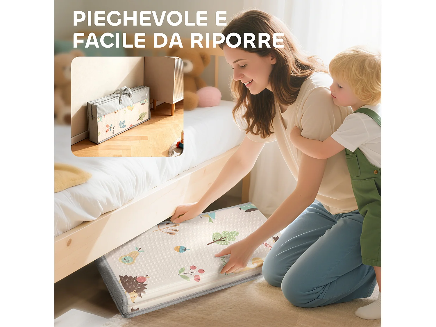 Tappeto per bambini 0-3 anni con numeri e lettere in xpe multicolore