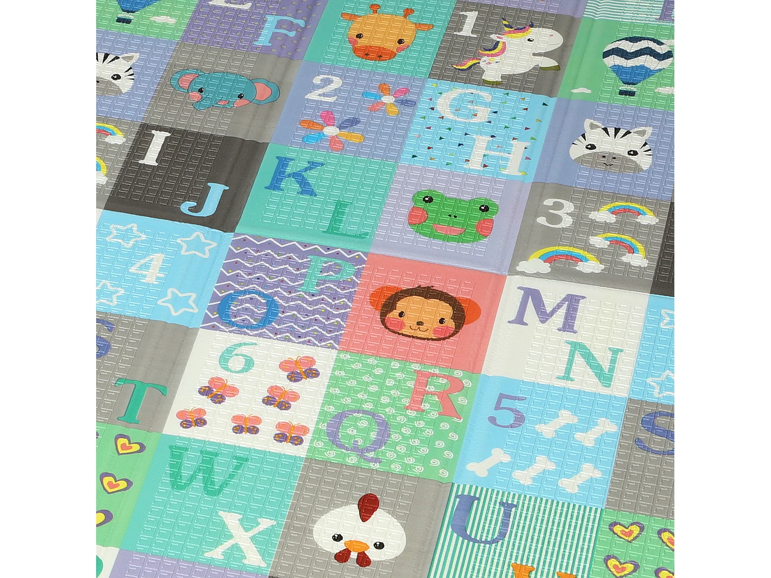 Tappeto per bambini 0-3 anni con numeri e lettere in xpe multicolore