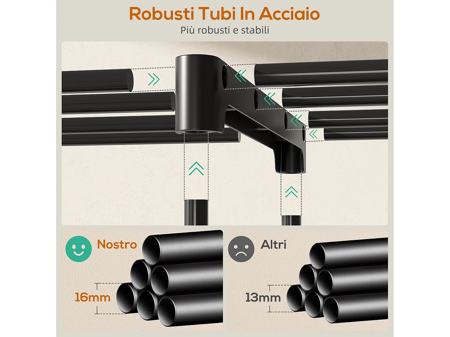 Armadio guardaroba in tessuto nero con 2 aste e 4 ripiani
