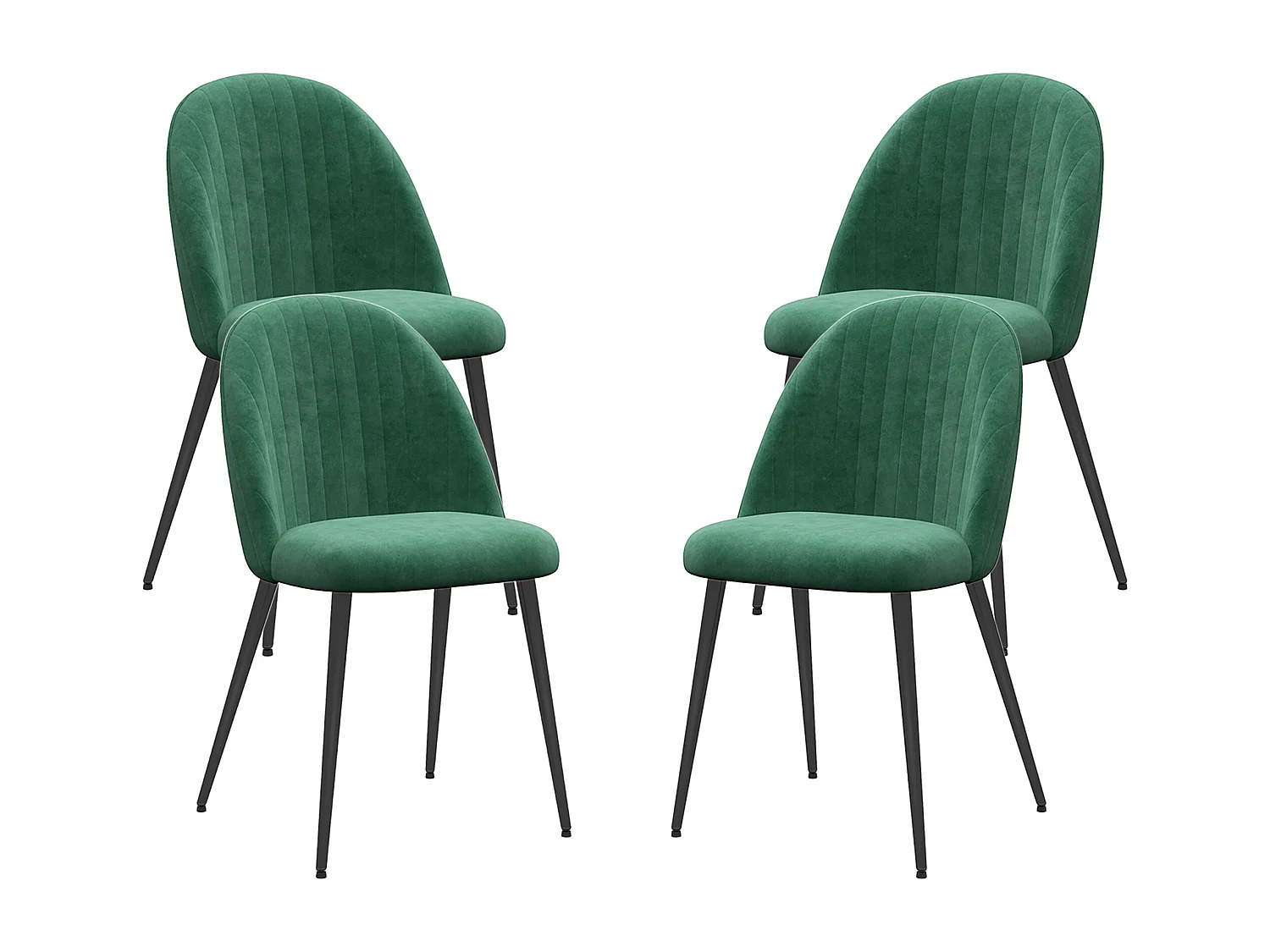 Set 4 sedie imbottite e moderne in tessuto effetto velluto verde