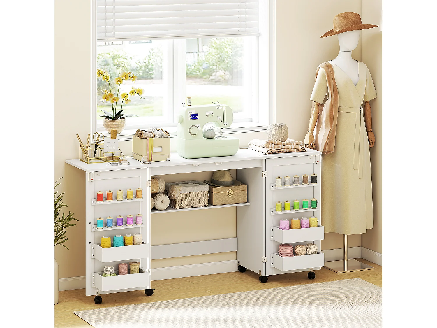 Mobile per macchina da cucire pieghevole a 2 ante magnetiche