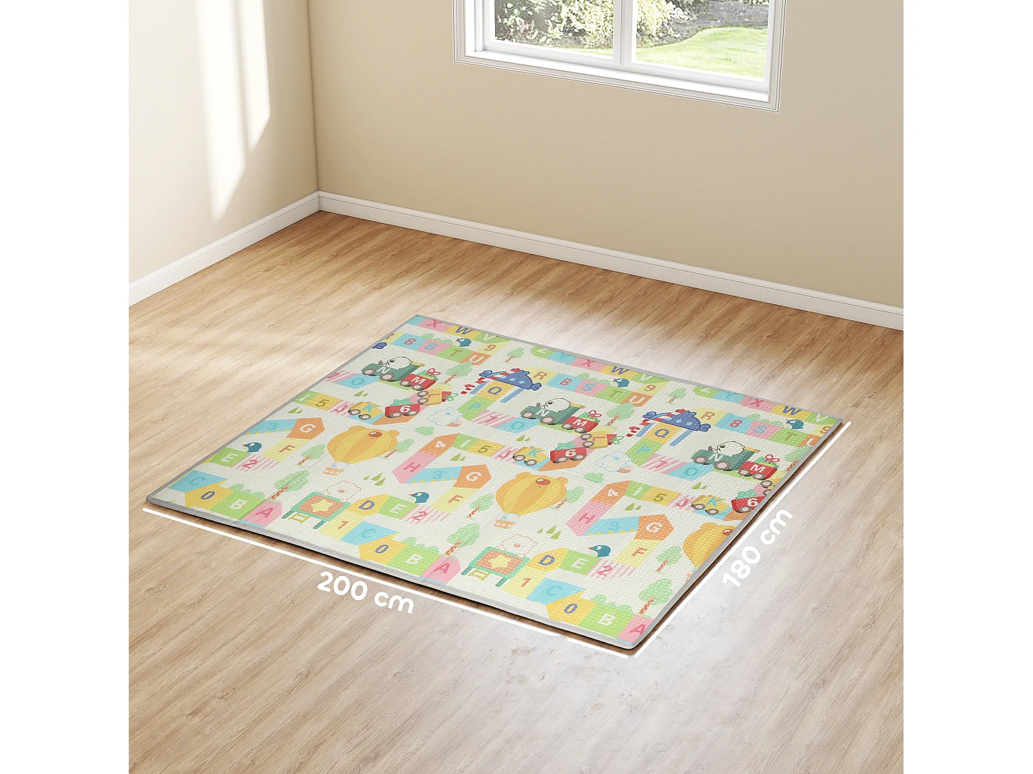 Tappeto per bambini 0-3 anni con lettere alfabeto in xpe multicolore