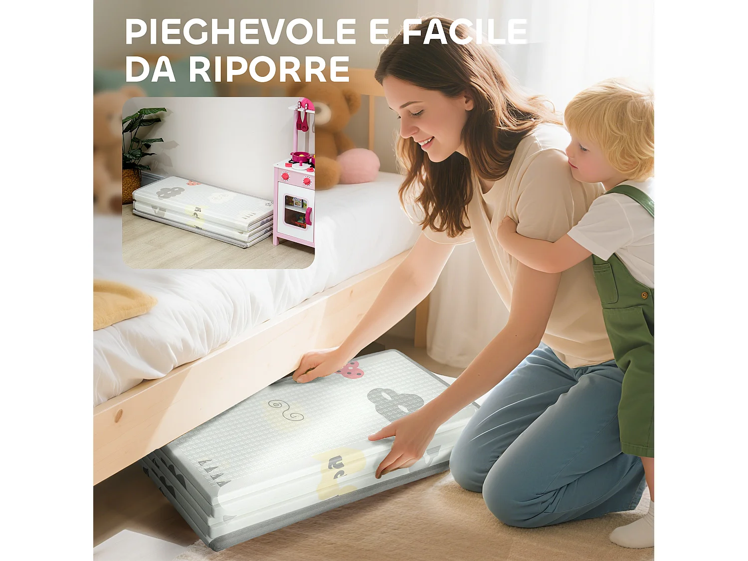 Tappeto per bambini 0-3 anni con lettere alfabeto in xpe multicolore