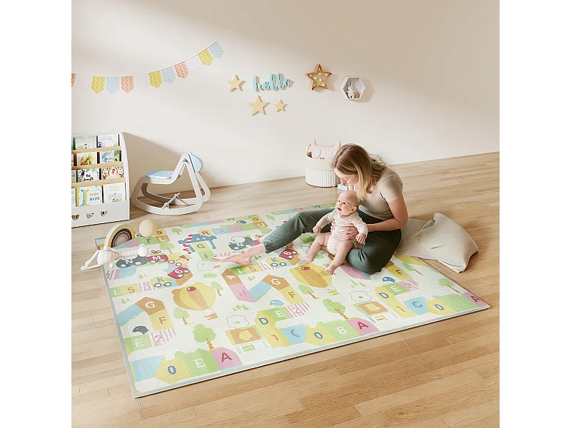 Tappeto per bambini 0-3 anni con lettere alfabeto in xpe multicolore