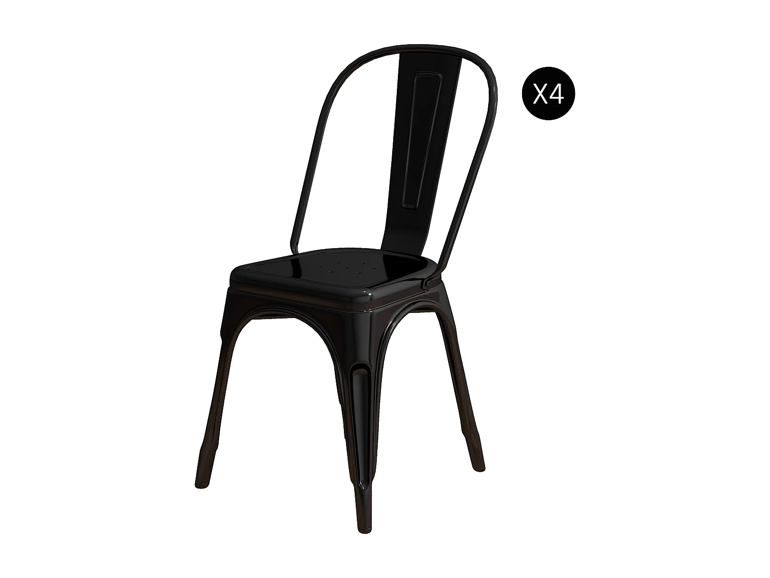 Set da 4 sedie da cucina impilabili dallo stile industriale in acciaio, 45x53x85cm, nero