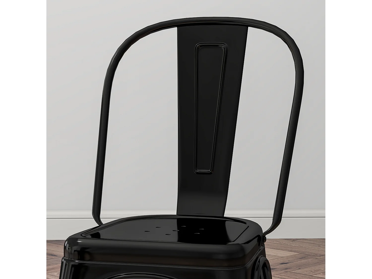 Set da 4 sedie da cucina impilabili dallo stile industriale in acciaio, 45x53x85cm, nero