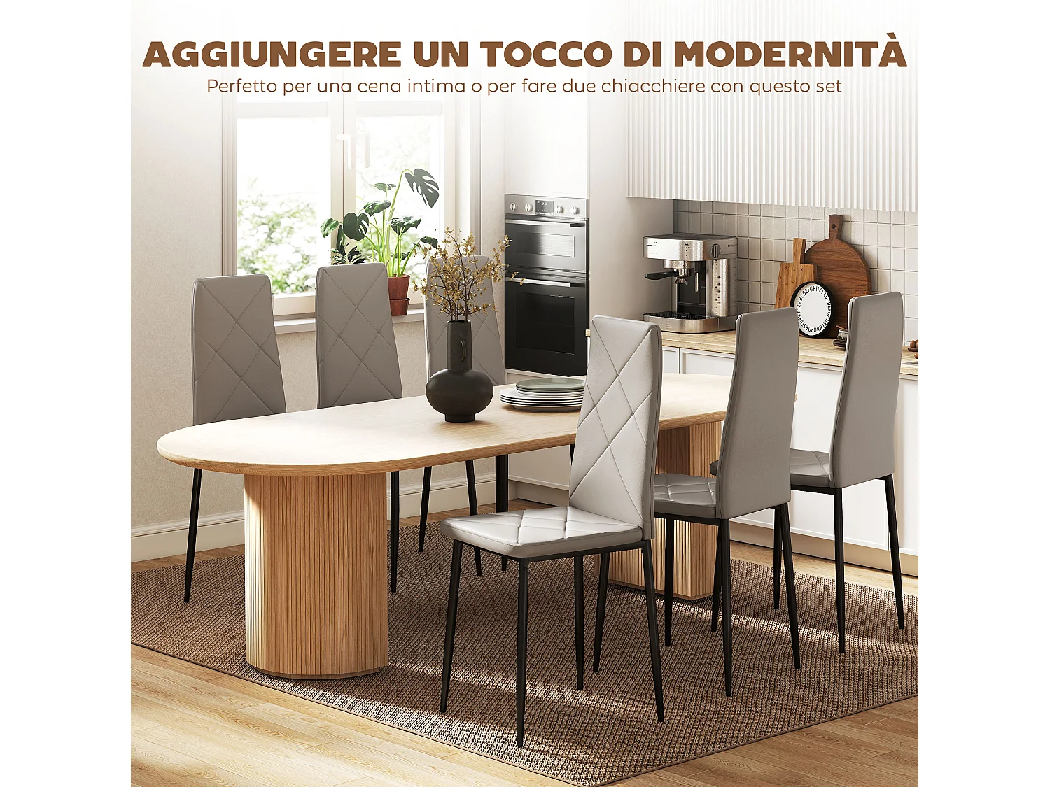 Set di 6 sedie sala da pranzo in finta pelle sedie cucina