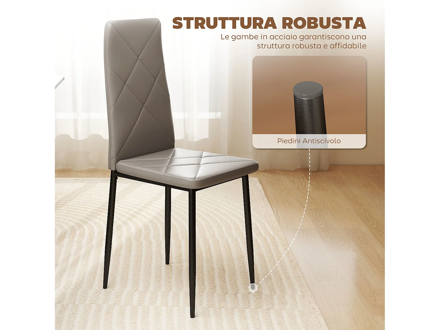 Set di 6 sedie sala da pranzo in finta pelle sedie cucina