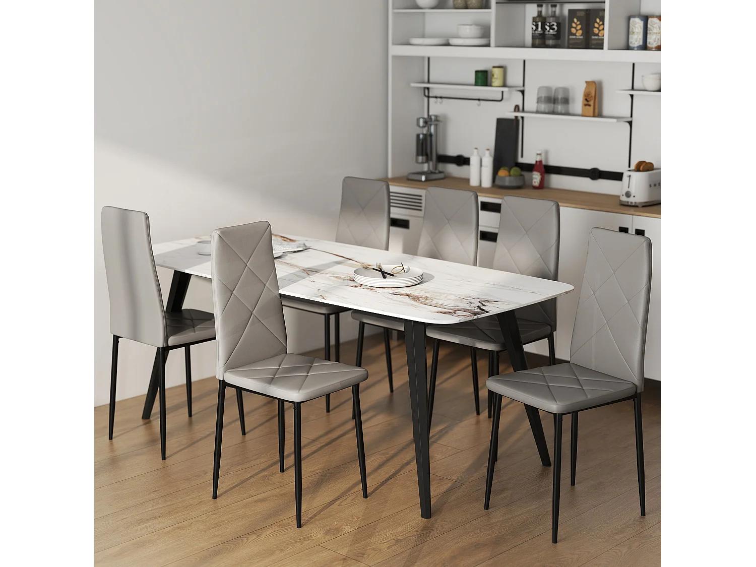 Set di 6 sedie sala da pranzo in finta pelle sedie cucina