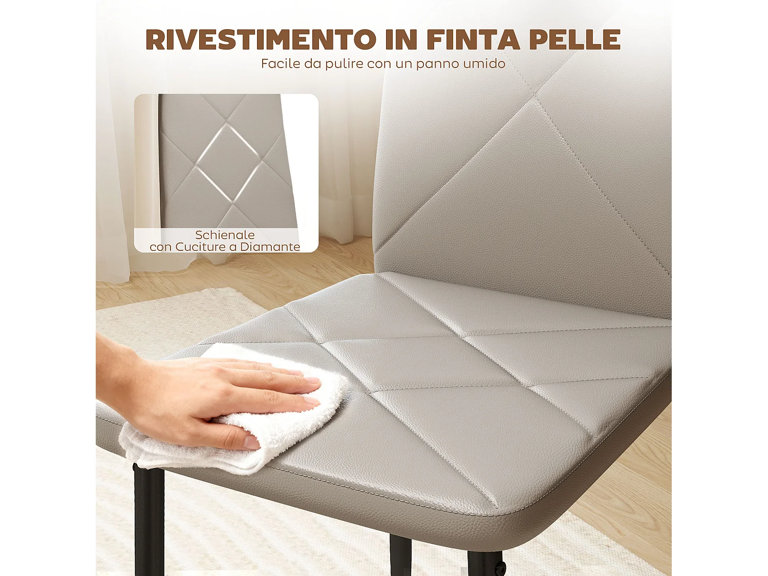 Set di 6 sedie sala da pranzo in finta pelle sedie cucina