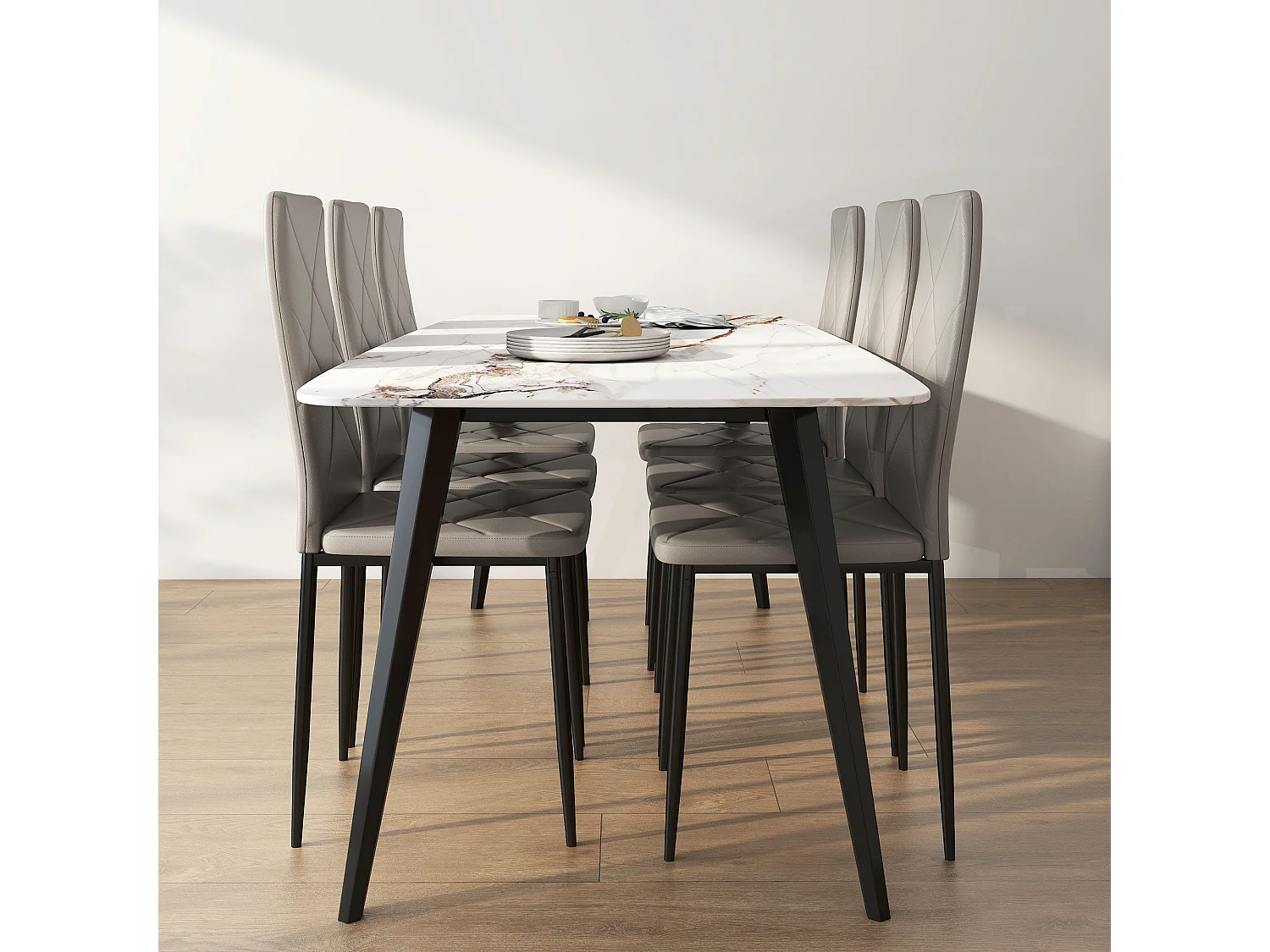 Set di 6 sedie sala da pranzo in finta pelle sedie cucina